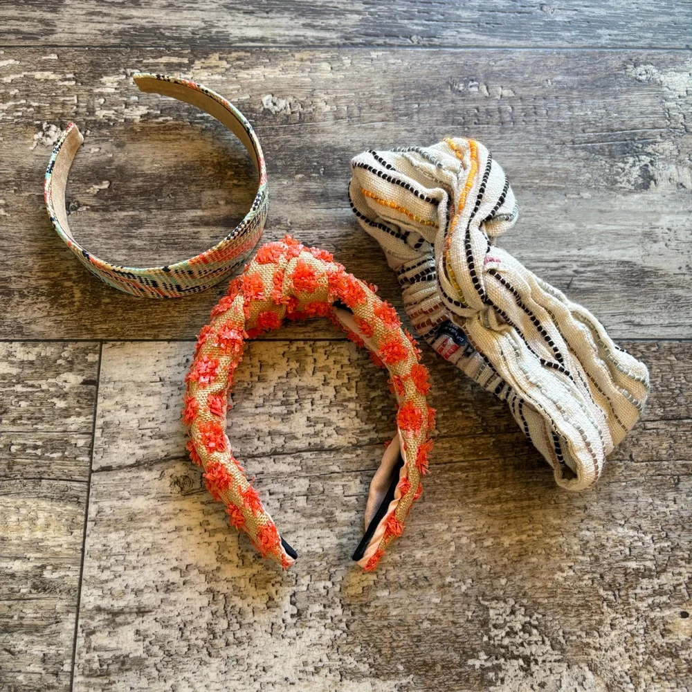 3-Piece Headband Bundle – Zara & Unbranded | Orange, Black & Neutral